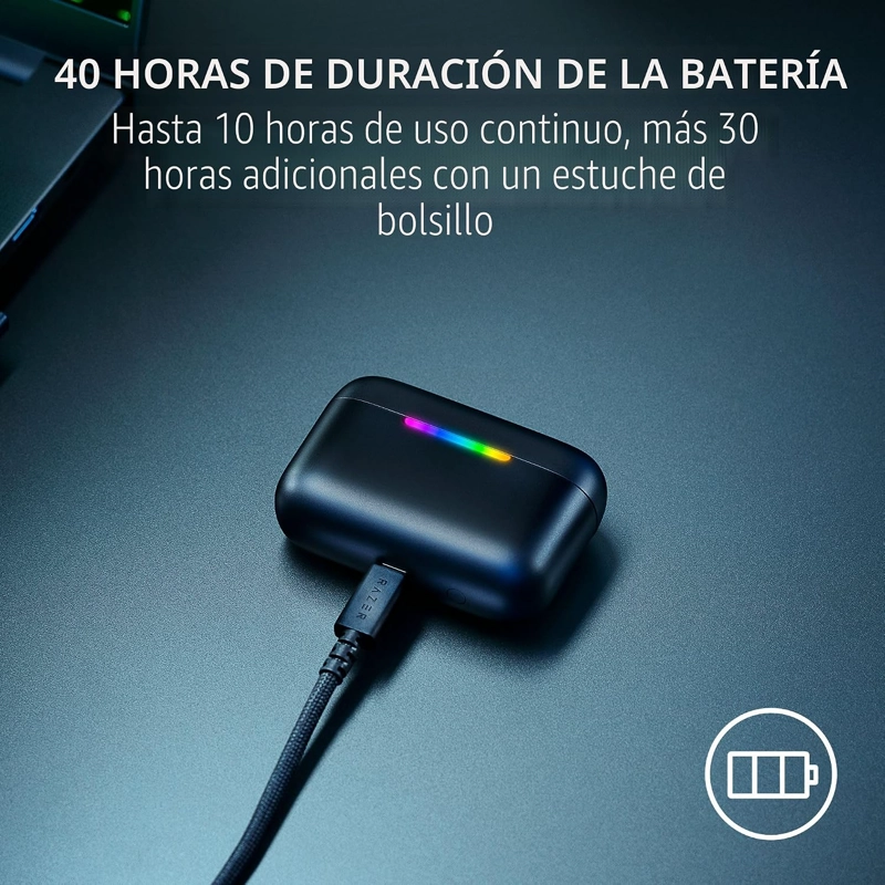 RAZER HAMMERHEAD V3 HYPERSPEED - AURICULARES INALAMBRICOS MULTIPLATAFORMA ANC PARA JUEGOS, 2.4 GHZ - 5
