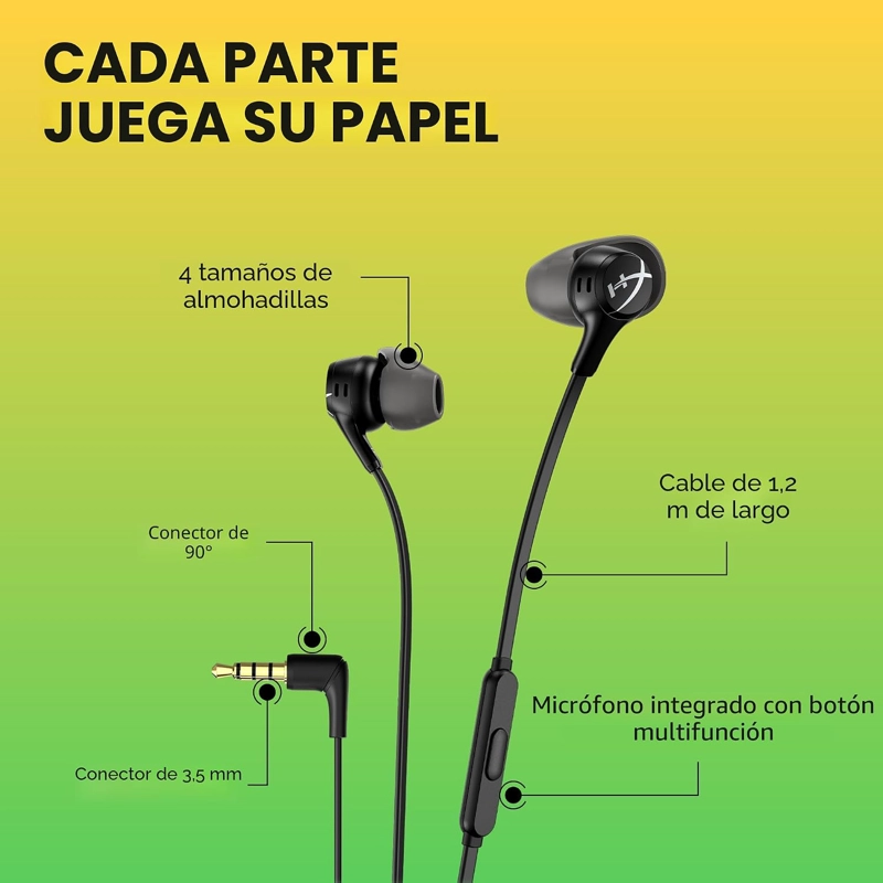 HYPERX CLOUD EARBUDS II CONTROLADORES DE 14MM, CUATRO ALMOHADILLAS, ESTUCHE DE TRANSPORTE - 6