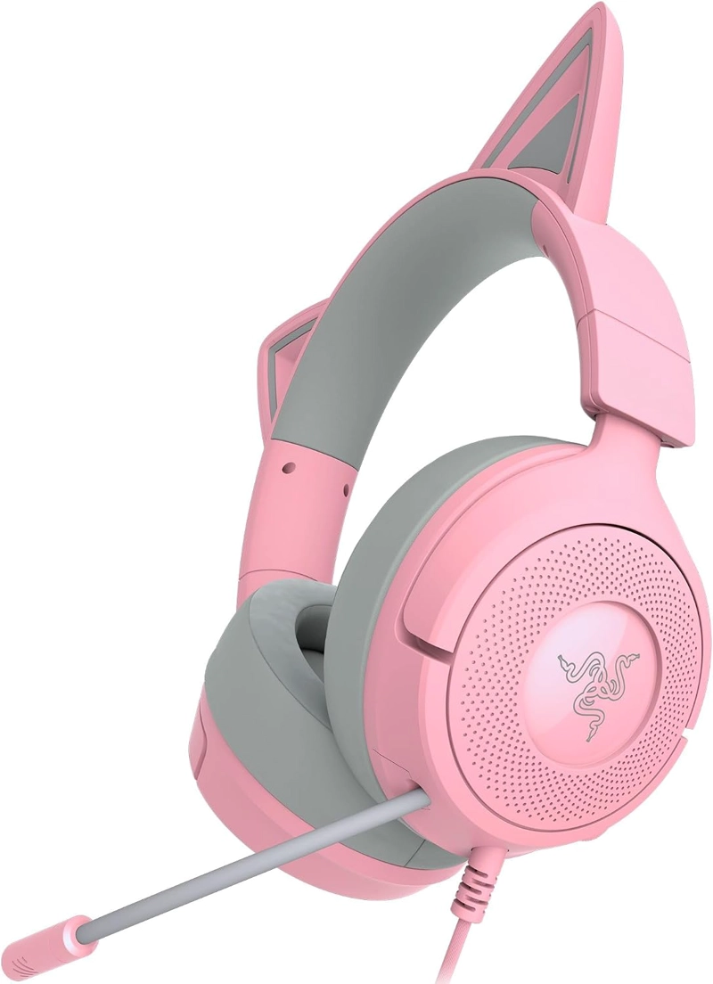 RAZER KRAKEN KITTY V3 X AURICULARES CON CABLE PARA JUEGOS, OREJAS DE GATITO, ROSA - 1