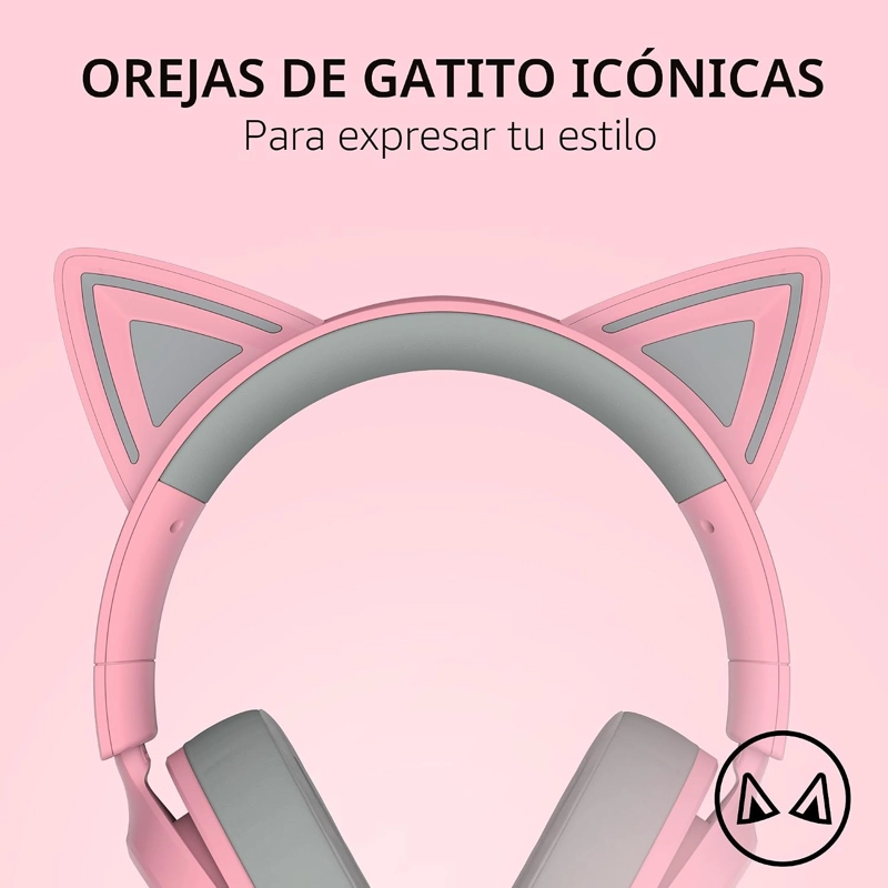 RAZER KRAKEN KITTY V3 X AURICULARES CON CABLE PARA JUEGOS, OREJAS DE GATITO, ROSA - 2