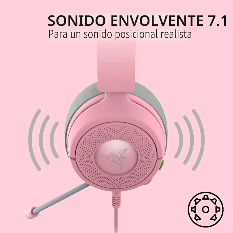 RAZER KRAKEN KITTY V3 X AURICULARES CON CABLE PARA JUEGOS, OREJAS DE GATITO, ROSA - 5
