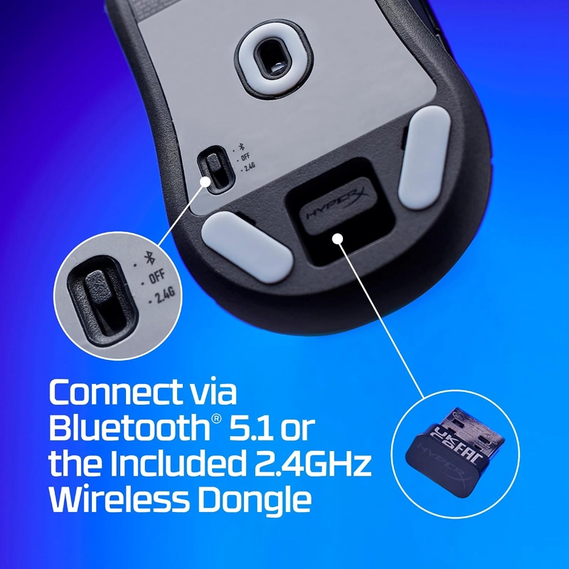 HYPERX PULSEFIRE HASTE 2 MINI - RATON INALAMBRICO PARA JUEGOS PARA PC COMPACTO Y LIGERO BLUETOOTH - 6