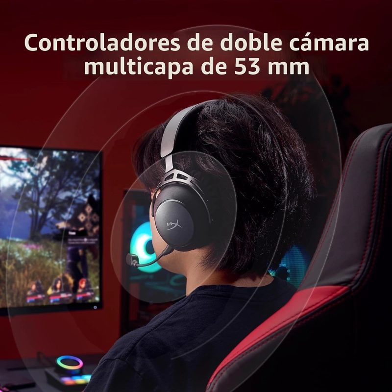 HYPERX CLOUD ALPHA 2 INALAMBRICO PARA JUEGOS GAMER HEADSET CON 53MM DUAL-CHAMBER DRIVERS Y UP TO - 3