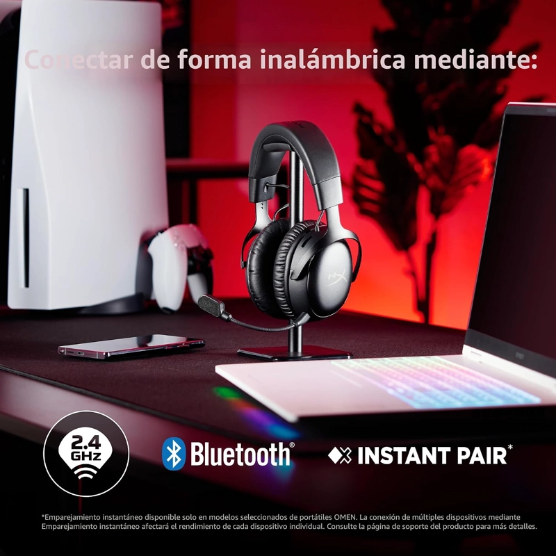 HYPERX CLOUD III S - AURICULARES INALAMBRICOS PARA JUEGOS MULTIPLATAFORMA, 2.4 GHZ, BLUETOOTH, - 3