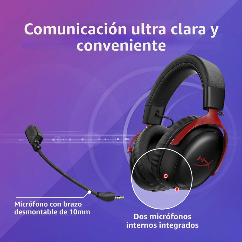 HYPERX CLOUD III S - AURICULARES INALAMBRICOS PARA JUEGOS MULTIPLATAFORMA, 2.4 GHZ, BLUETOOTH, - 6