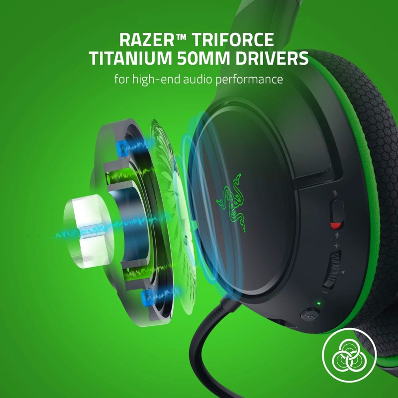 RAZER KAIRA INALAMBRICO PARA JUEGOS GAMER HEADSET PARA XBOX SERIES X S, XBOX ONE: TRIFORCE TITANIUM - 2