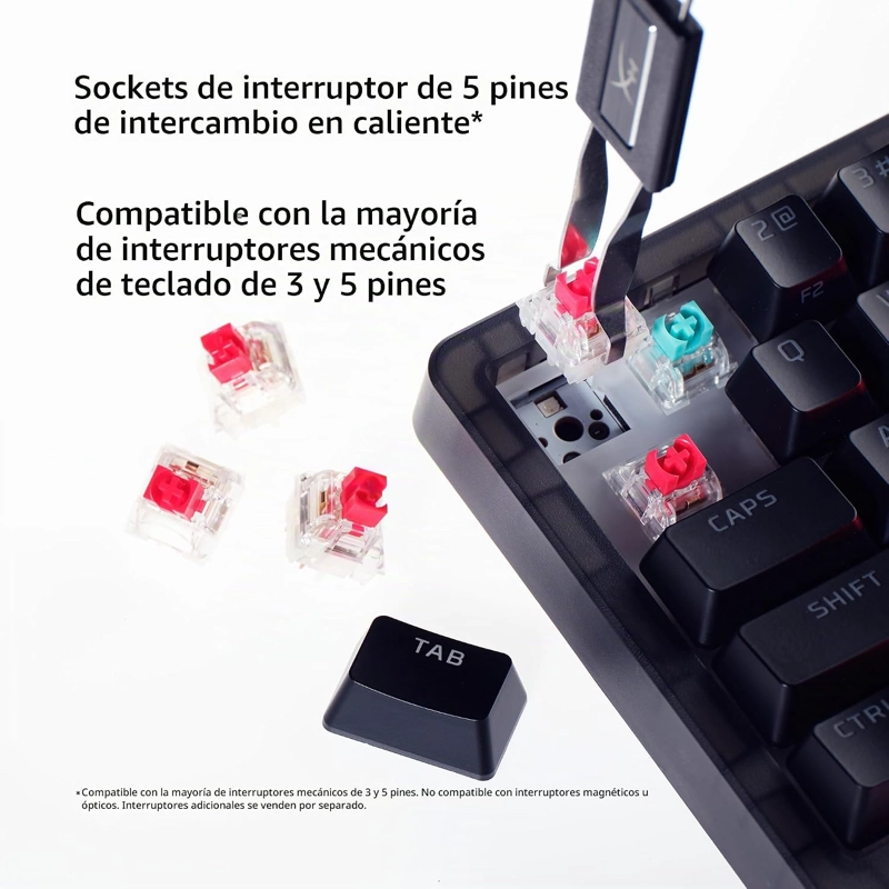 HYPERX ORIGENES 2 65 - TECLADO PARA JUEGOS, PC, CARCASA INTERCAMBIABLE, INTERRUPTORES HOTSWAP, - 3