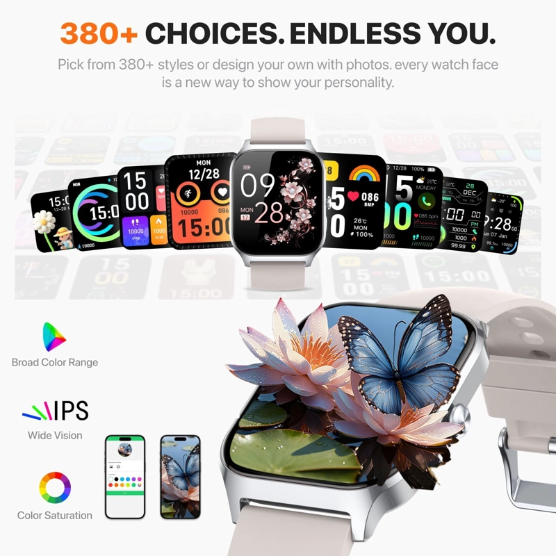 RELOJ INTELIGENTE PARA MUJERES Y HOMBRES, RESPONDER/HACER LLAMADAS 1.83 PULGADAS, HD, RASTREADOR - 4