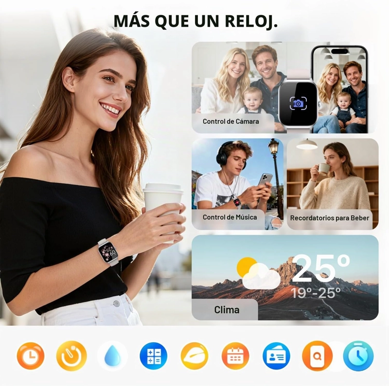 RELOJ INTELIGENTE PARA MUJERES Y HOMBRES, RESPONDER/HACER LLAMADAS 1.83 PULGADAS, HD, RASTREADOR - 6