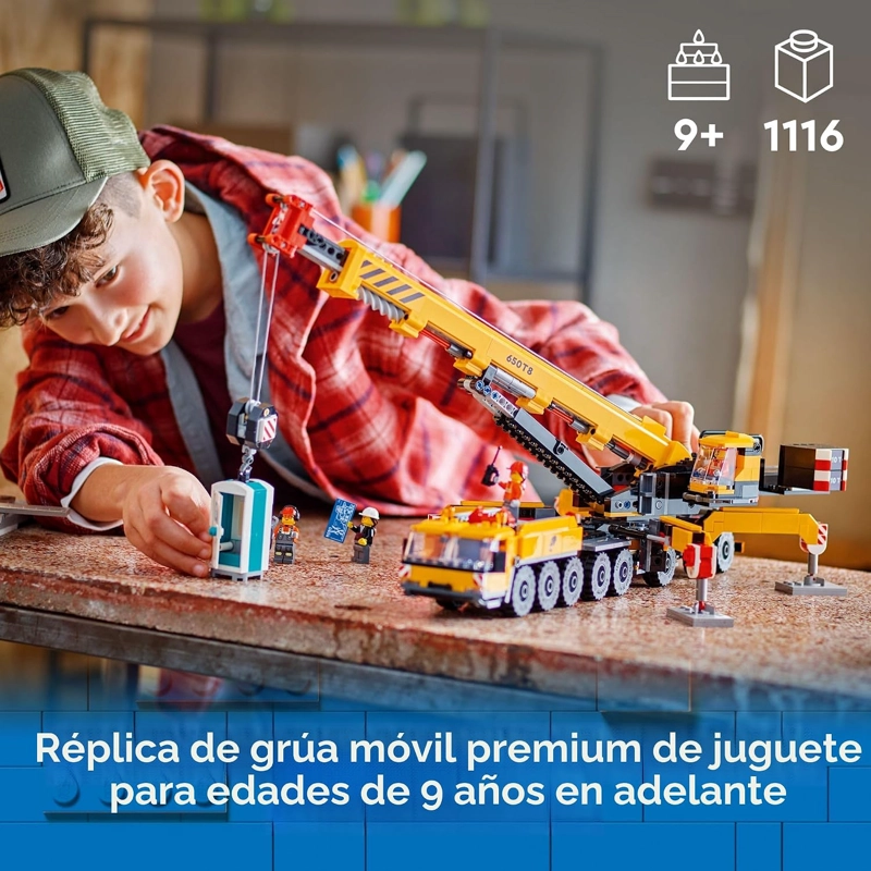 LEGO CITY GRUA DE CONSTRUCCION MOVIL AMARILLA - JUGUETES DE CONSTRUCCION PARA NIÑOS Y NIÑAS, EDADES - 3