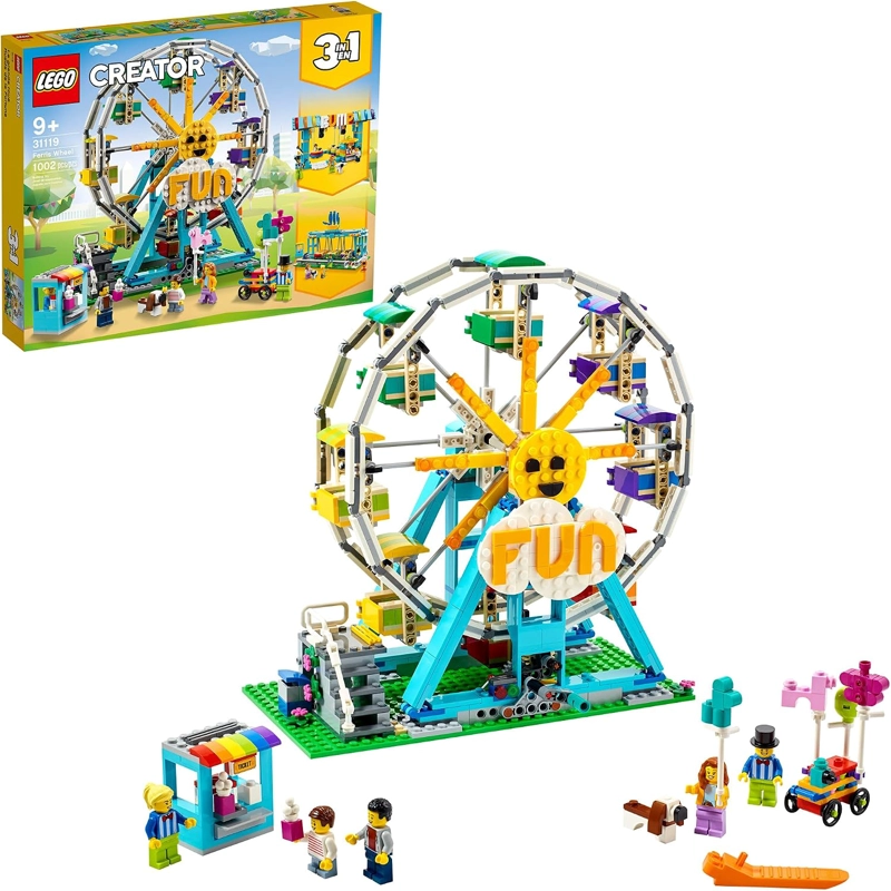 LEGO CREATOR 31119 - RUEDA DE FORTUNA 3 EN 1, KIT DE MAQUILLAJE DE CONSTRUCCION CON PARACHOQUES - 1