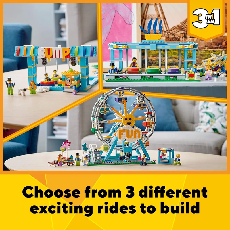 LEGO CREATOR 31119 - RUEDA DE FORTUNA 3 EN 1, KIT DE MAQUILLAJE DE CONSTRUCCION CON PARACHOQUES - 3