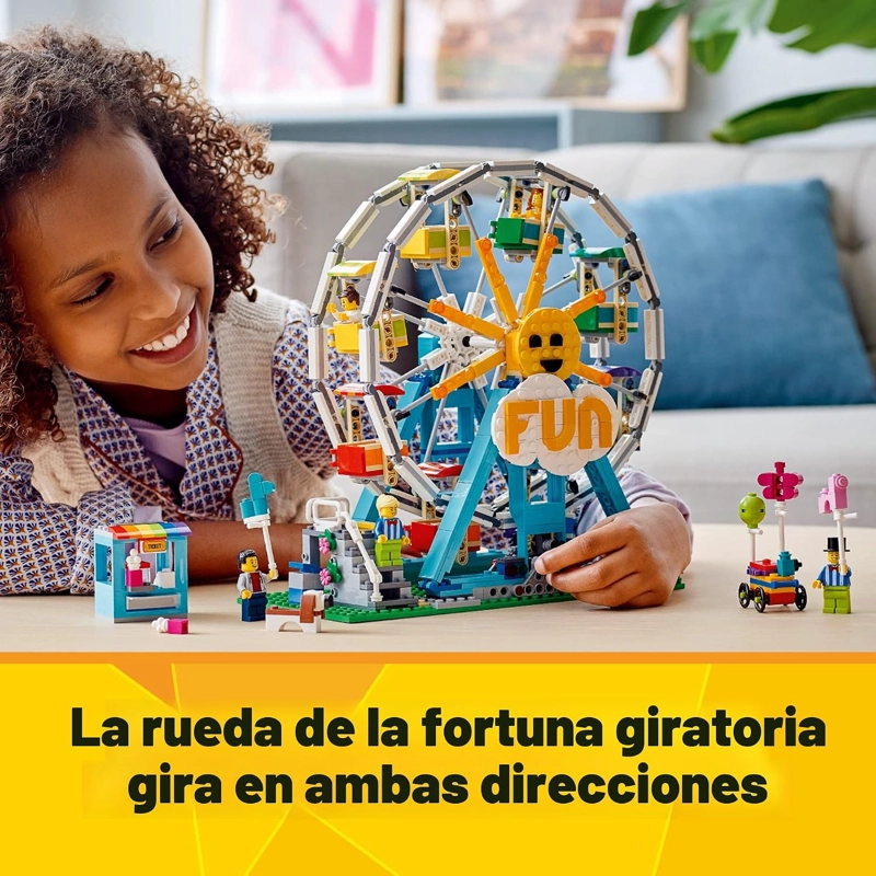 LEGO CREATOR 31119 - RUEDA DE FORTUNA 3 EN 1, KIT DE MAQUILLAJE DE CONSTRUCCION CON PARACHOQUES - 6