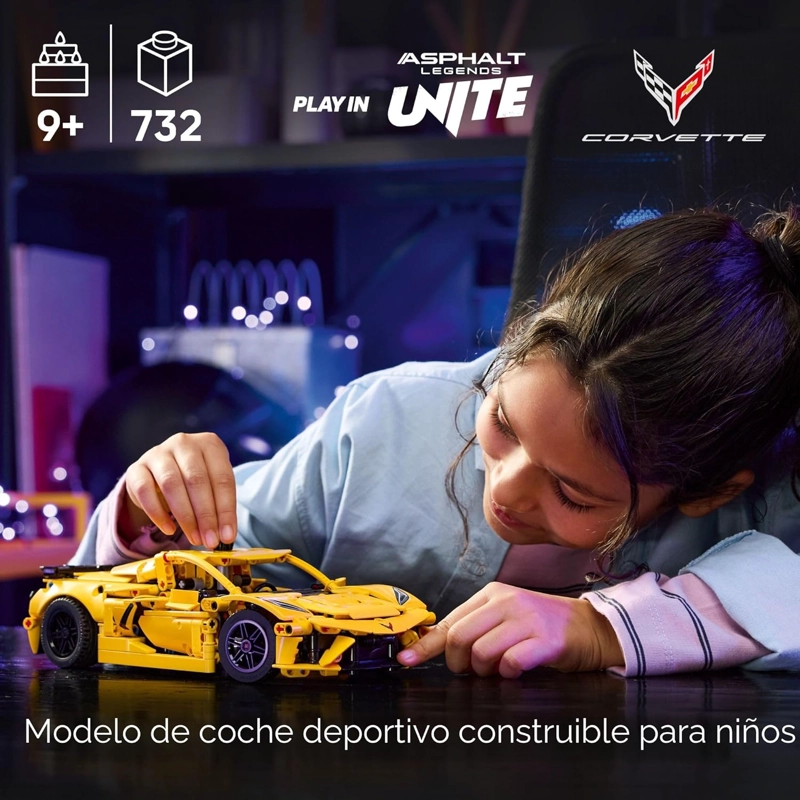 LEGO TECHNIC CHEVROLET CORVETTE STINGRAY - JUEGO DE CONSTRUCCION DE JUGUETE DE AUTO PARA NIÑOS, - 3