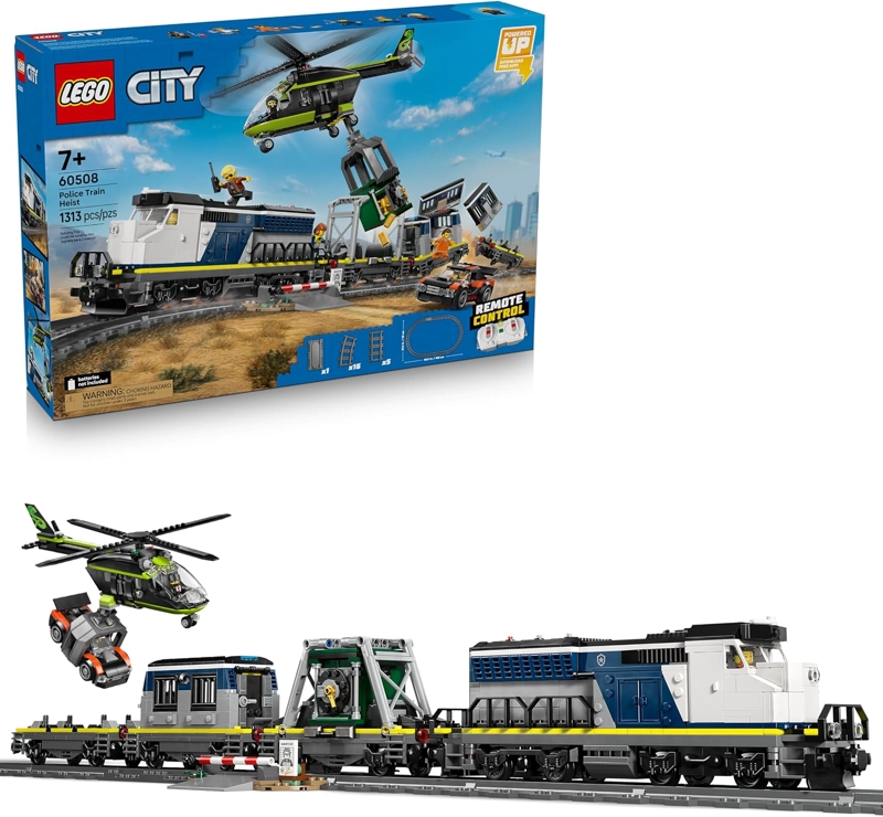 LEGO CITY POLICE TRAIN HEIST - JUEGO DE TREN CON JUGUETE DE COCHE DE POLICIA PARA NIÑOS Y NIÑAS, - 1