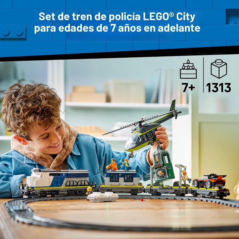 LEGO CITY POLICE TRAIN HEIST - JUEGO DE TREN CON JUGUETE DE COCHE DE POLICIA PARA NIÑOS Y NIÑAS, - 2