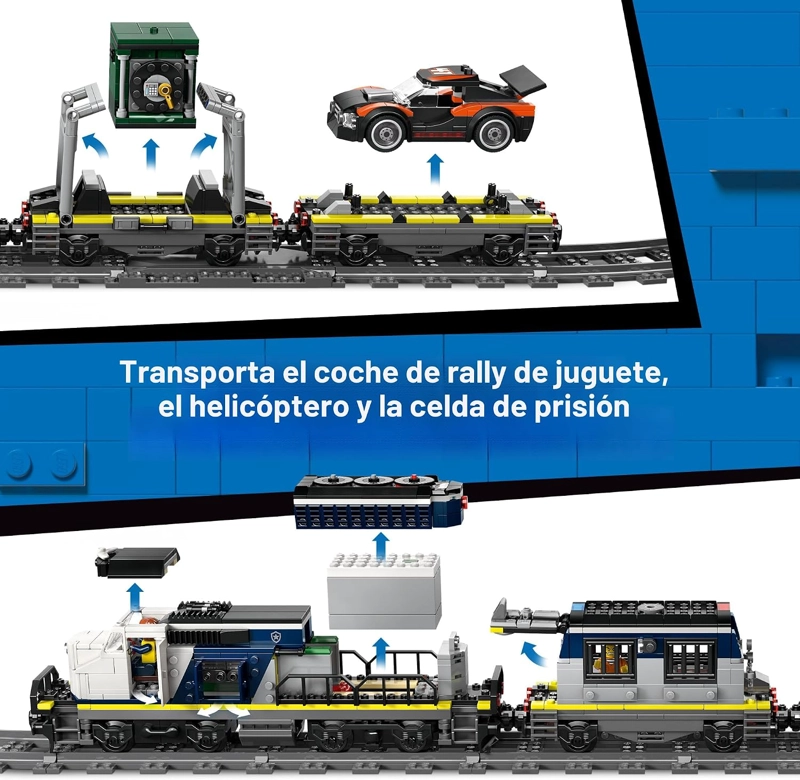 LEGO CITY POLICE TRAIN HEIST - JUEGO DE TREN CON JUGUETE DE COCHE DE POLICIA PARA NIÑOS Y NIÑAS, - 4