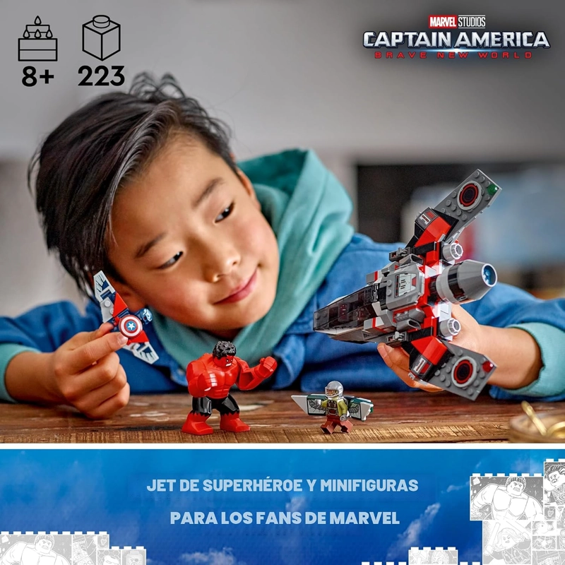 LEGO MARVEL - JUEGO DE CONSTRUCCION DE BATALLA DE CAPITAN AME RICA CONTRA RED HULK, JUGUETE - 2