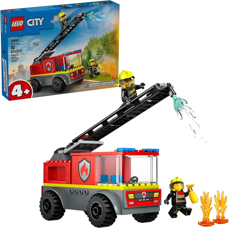CAMION DE BOMBEROS CON ESCALERA DE LEGO CITY - JUGUETES DE CAMIONES DE BOMBEROS CON 2 MINIFIGURAS - 1