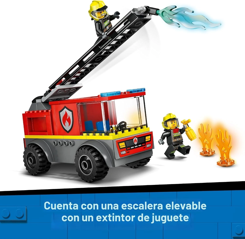 CAMION DE BOMBEROS CON ESCALERA DE LEGO CITY - JUGUETES DE CAMIONES DE BOMBEROS CON 2 MINIFIGURAS - 5