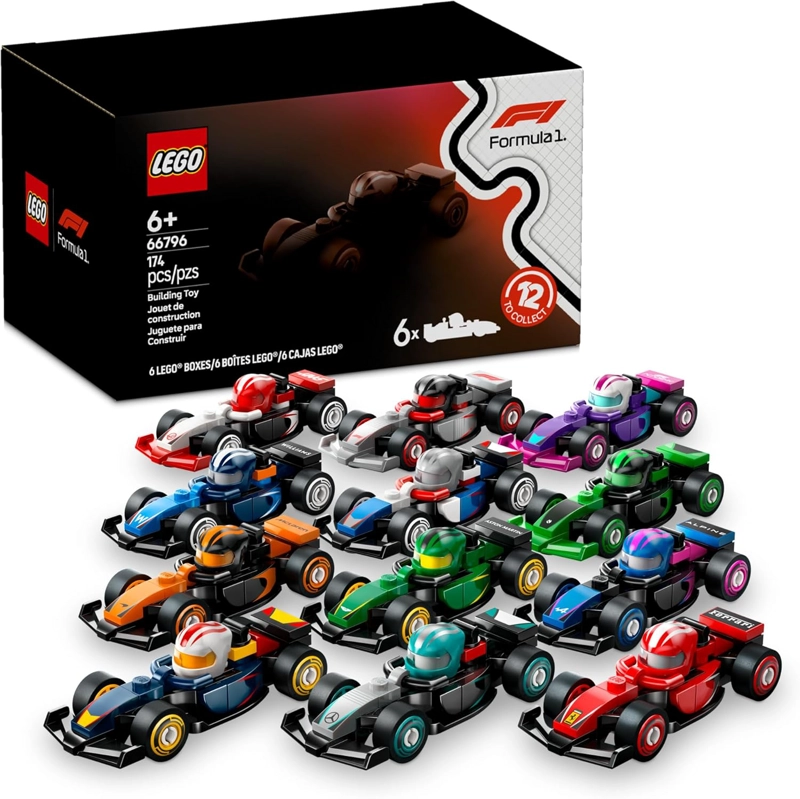 LEGO COCHES DE CARRERAS COLECCIONABLES F1, PAQUETE DE 6 JUEGO DE CONSTRUCCION PARA NIÑOS Y NIÑAS, - 1