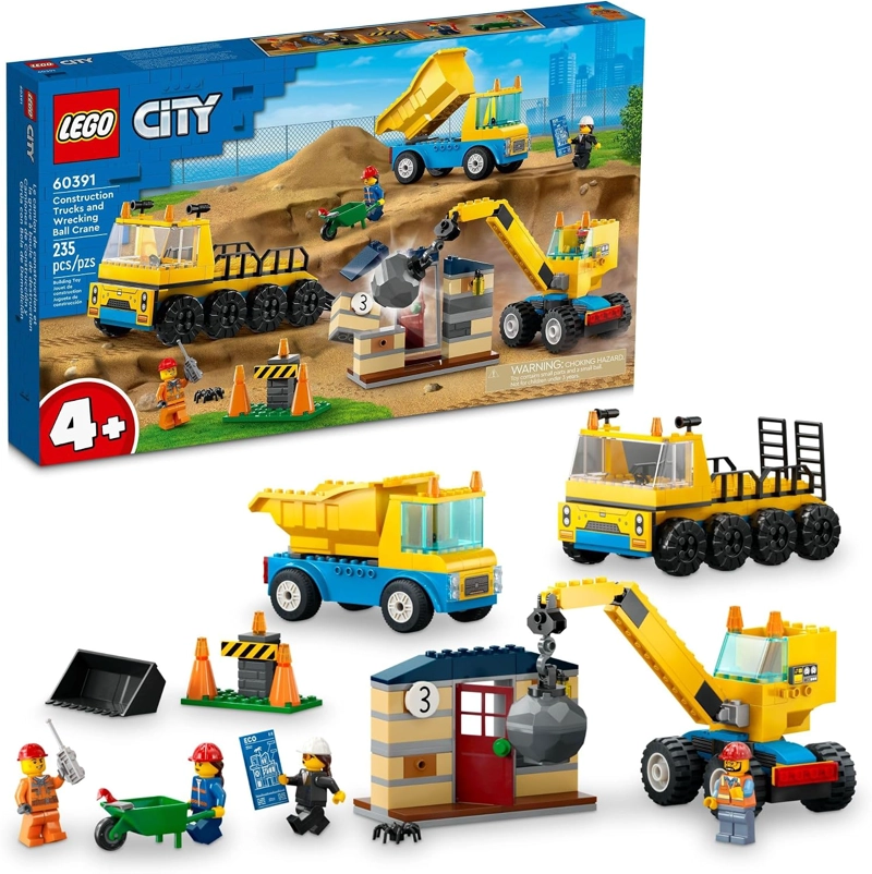 LEGO CITY CAMIONES DE CONSTRUCCION Y GRUA DE BOLA DE DEMOLICION 60391, JUEGO DE JUGUETES - 1