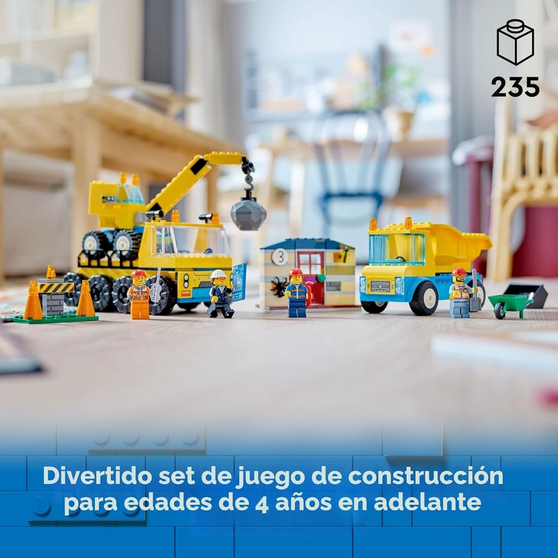 LEGO CITY CAMIONES DE CONSTRUCCION Y GRUA DE BOLA DE DEMOLICION 60391, JUEGO DE JUGUETES - 3