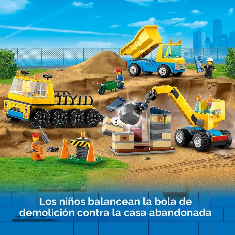 LEGO CITY CAMIONES DE CONSTRUCCION Y GRUA DE BOLA DE DEMOLICION 60391, JUEGO DE JUGUETES - 4