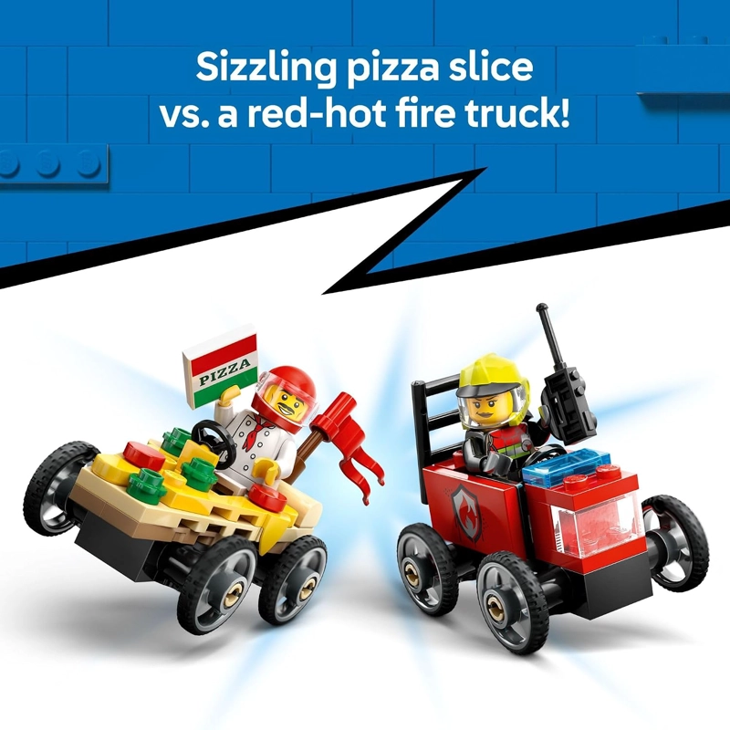 LEGO CITY PAQUETE DE CARRERA DE PIZZA VS. CAMION DE BOMBEROS - JUGUETE DE CONSTRUCCION PARA NIÑOS, - 3