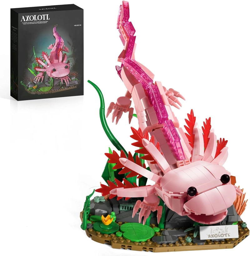 JUEGOS DE BLOQUES DE CONSTRUCCION AXOLOTL, JUGUETE DE AJOLOTE ROSA, REGALOS PARA ADOLESCENTES - 1