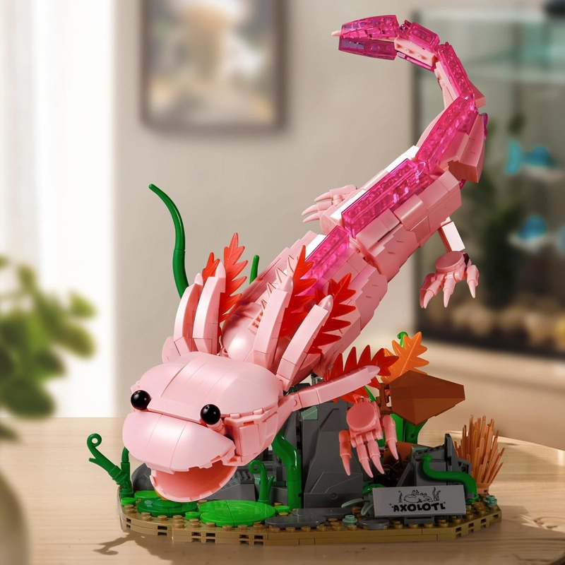 JUEGOS DE BLOQUES DE CONSTRUCCION AXOLOTL, JUGUETE DE AJOLOTE ROSA, REGALOS PARA ADOLESCENTES - 5