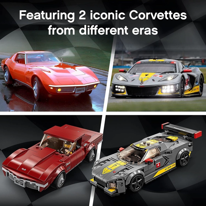 LEGO SPEED CHAMPIONS CHEVROLET CORVETTE C8.R RACE CAR Y 1969 CHEVROLET CORVETTE 76903 KIT - 6