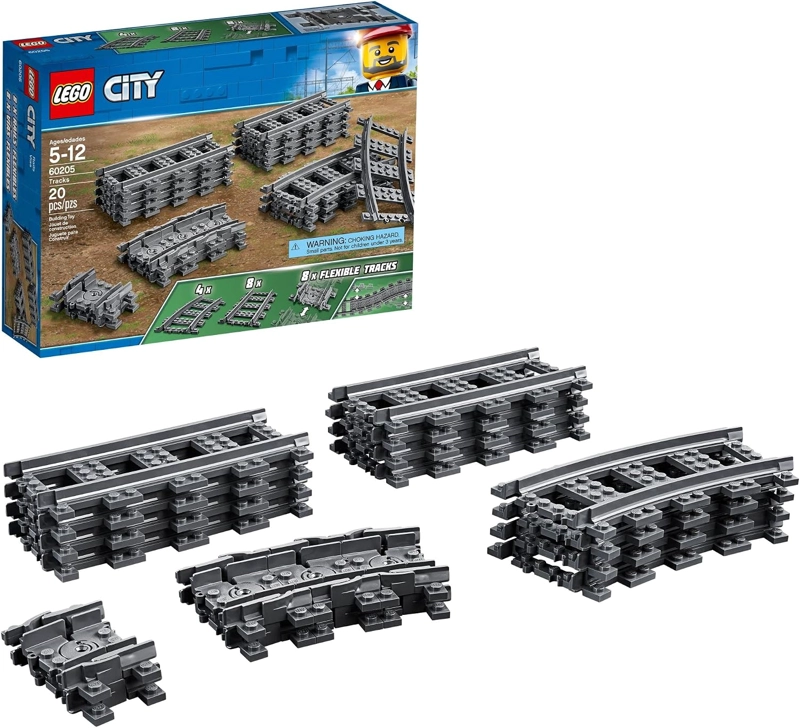 LEGO CITY TRACKS - JUEGO DE EXPANSION DE VIAS DE TREN - 20 PIEZAS ADICIONALES COMPATIBLES - 1