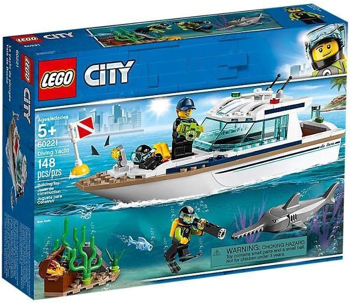 KIT DE MAQUILLAJE CONSTRUCTOR LEGO CITY GRANDES VEHICULOS, YATE DE BUCEO, 60221 148 PIEZAS - 1