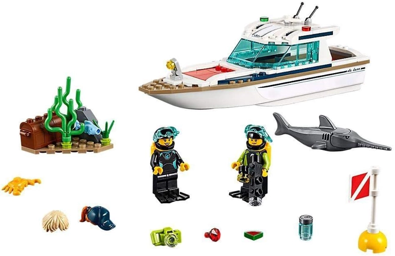 KIT DE MAQUILLAJE CONSTRUCTOR LEGO CITY GRANDES VEHICULOS, YATE DE BUCEO, 60221 148 PIEZAS - 3