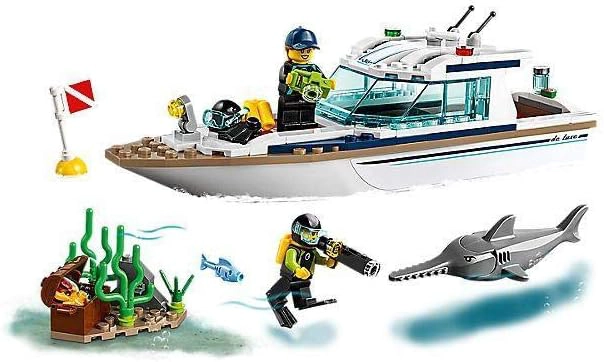 KIT DE MAQUILLAJE CONSTRUCTOR LEGO CITY GRANDES VEHICULOS, YATE DE BUCEO, 60221 148 PIEZAS - 4