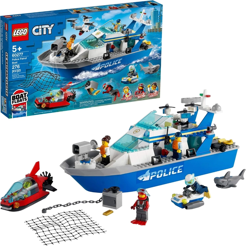 LEGO CITY POLICE PATROL BOAT 60277 KIT DE MAQUILLAJE DE CONSTRUCCION JUGUETE GENIAL DE POLICIA - 1