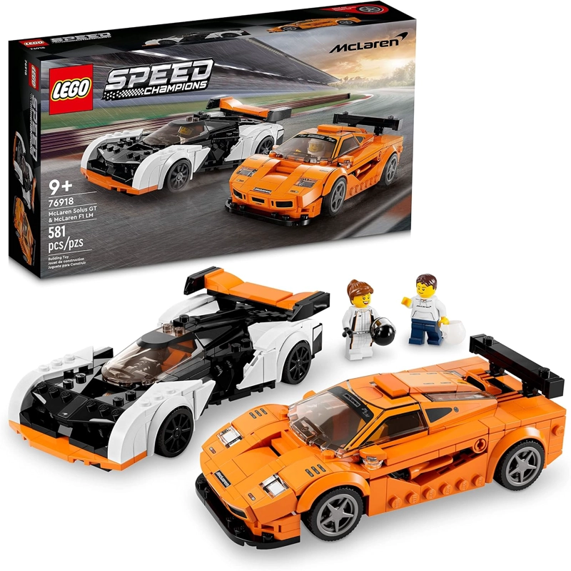 LEGO SPEED CHAMPIONS MCLAREN SOLUS GT & MCLAREN F1 LM 76918, CON 2 JUGUETES ICONICOS DE AUTOS - 1