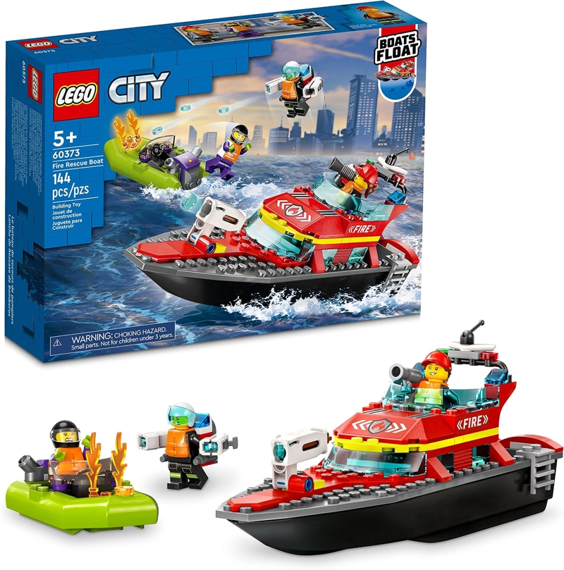 LEGO CITY KIT DE MAQUILLAJE SET DE CONSTRUCCION DE BOTE DE RESCATE DE BOMBEROS - BOTE FLOTABLE - 1