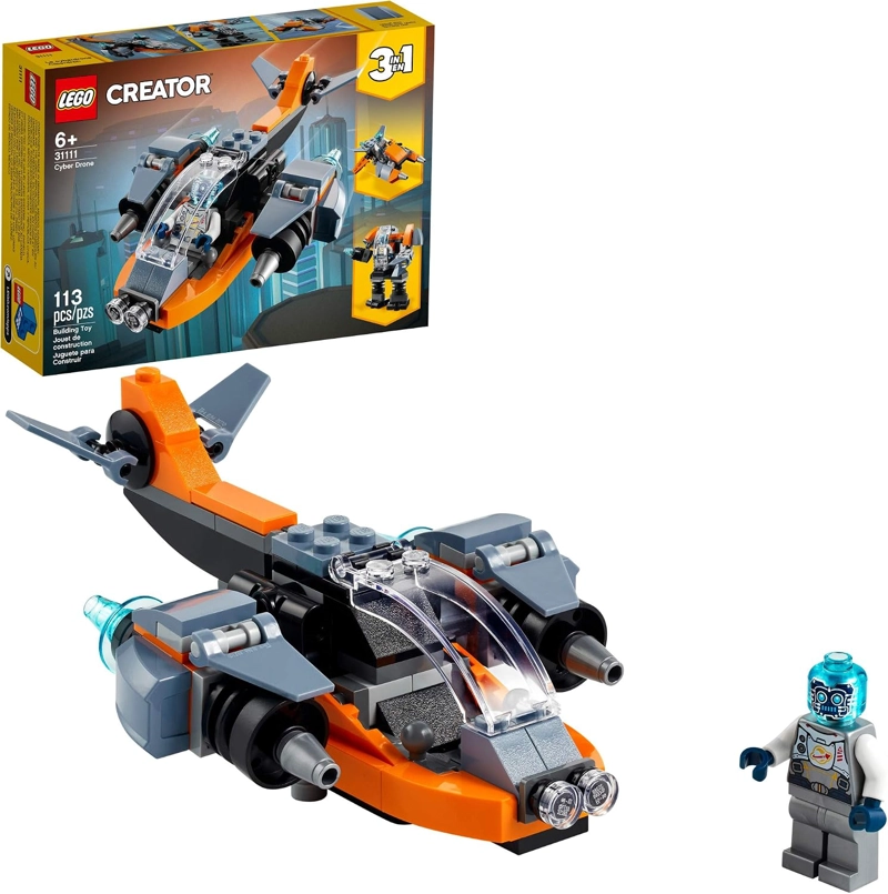 LEGO CREATOR 3 EN 1 CYBER DRONE SPACE TOYS, SE TRANSFORMA DE DRON A CYBER MECH O CYBER SCOOTER, - 1