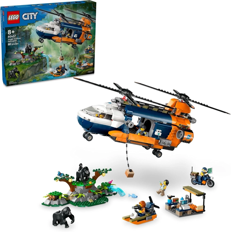 LEGO CITY JUNGLE EXPLORER - HELICOPTERO DE JUGUETE EXPLORADOR DE LA JUNGLA EN EL CAMPAMENTO BASE, - 1