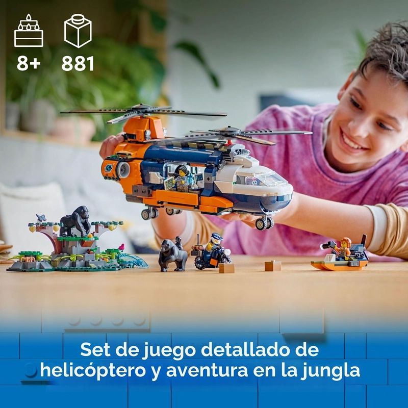 LEGO CITY JUNGLE EXPLORER - HELICOPTERO DE JUGUETE EXPLORADOR DE LA JUNGLA EN EL CAMPAMENTO BASE, - 2