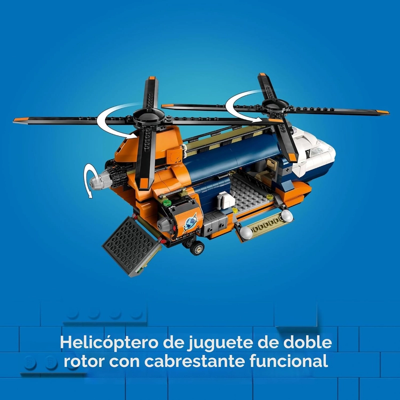 LEGO CITY JUNGLE EXPLORER - HELICOPTERO DE JUGUETE EXPLORADOR DE LA JUNGLA EN EL CAMPAMENTO BASE, - 3