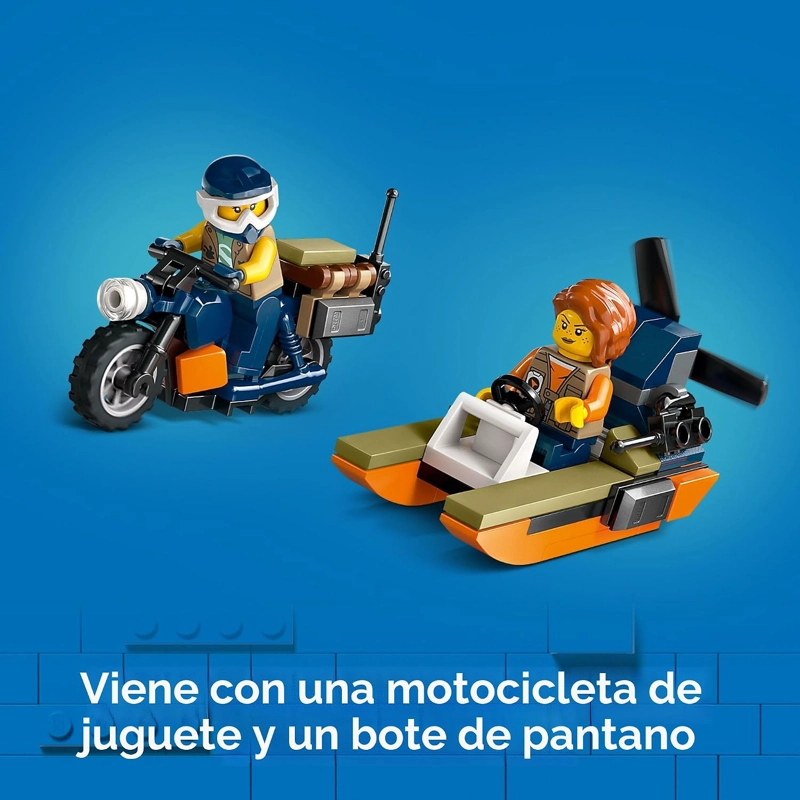 LEGO CITY JUNGLE EXPLORER - HELICOPTERO DE JUGUETE EXPLORADOR DE LA JUNGLA EN EL CAMPAMENTO BASE, - 4