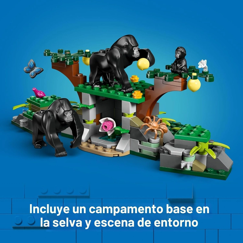 LEGO CITY JUNGLE EXPLORER - HELICOPTERO DE JUGUETE EXPLORADOR DE LA JUNGLA EN EL CAMPAMENTO BASE, - 5