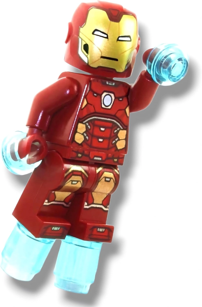 LEGO HEXAGONO PLATEADO DE IRON MAN EN EL PECHO Y EXPLOSIONES DE PODER PARA MANOS Y PIES - 1