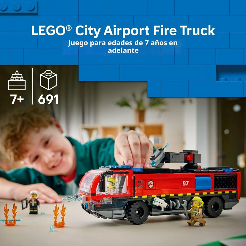 COCHE DE BOMBEROS DEL AEROPUERTO DE LEGO CITY PARA NIÑOS, JUGUETE DE CONSTRUCCION - VEHICULO - 2