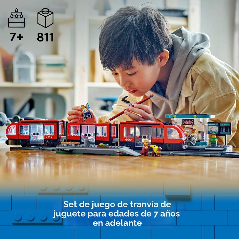 LEGO CITY DOWNTOWN CONJUNTO DE TRANVIA Y ESTACION DE TREN - CONJUNTO DE CONSTRUCCION DE TREN - 3