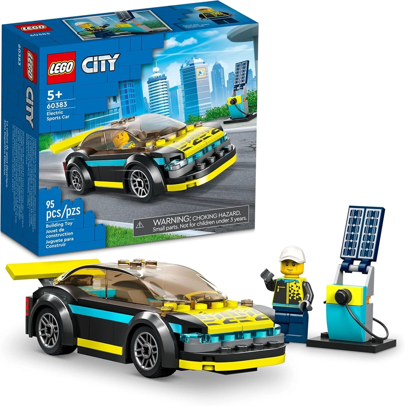 LEGO CITY COCHE DEPORTIVO ELE CTRICO 60383, JUGUETE PARA NIÑOS Y NIÑAS DE 5 AÑOS O MAS, COCHE - 1