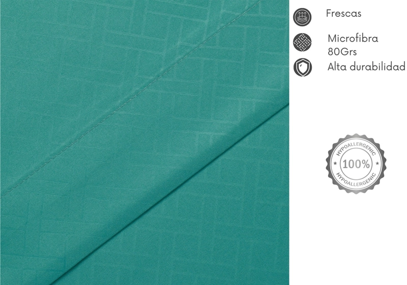 JUEGO DE SABANAS KEYHOME 1.5 PLAZAS EMBOSSE MICROFIBRA COLOR TURQUESA - 2